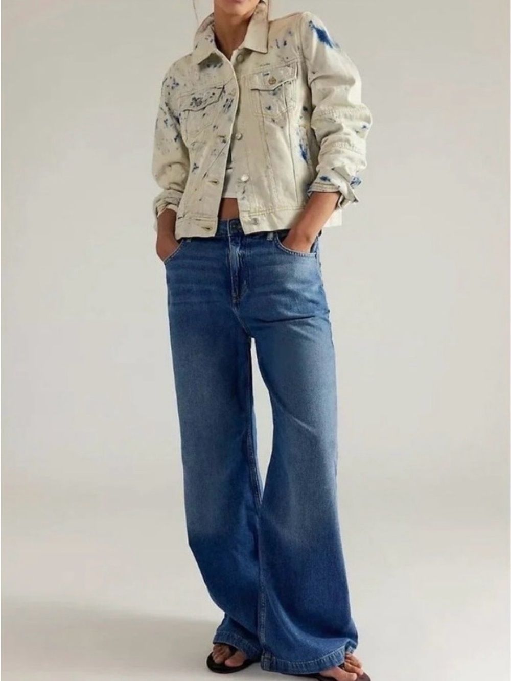 Free People/ We The Free Stride Straight'n Wide Jeans Blue Denim Size 27